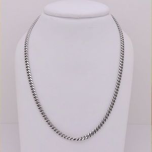 NEW — Solid Sterling Silver w/ Rhodium Plating Miami Cuban Chain (4mm)